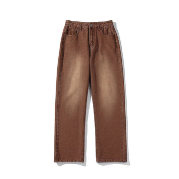 Riolio Brown Baggy Jeans Men Fashion Casual Vintage Straight Jeans Men Streetwear Hip Hop Loose Denim Pants Mens Trousers M-3XL